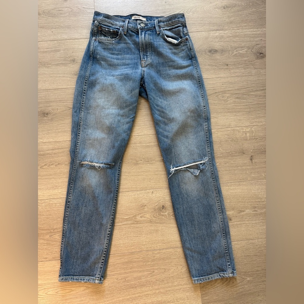 GRLFRND‎ Blue Skinny Jeans with Distressed Knees